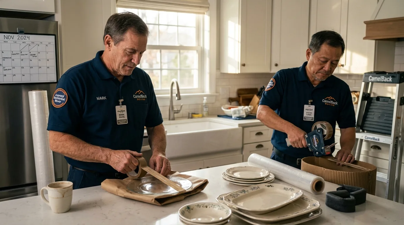 Professional crew packing kitchen dishware in Scotch Plains, NJ
